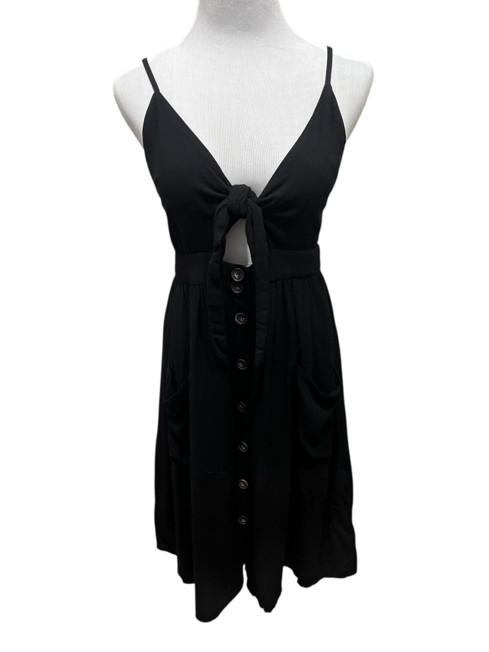Lucy Wang Women's Black Cutout Spaghetti Strap Dress SIZE Large